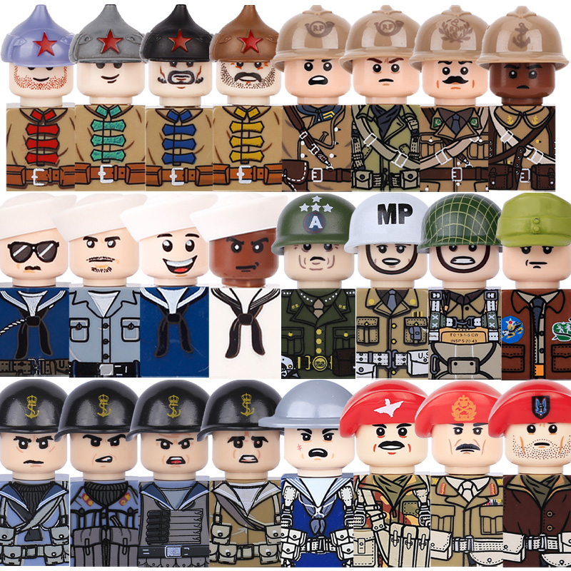 Lego Minifigure Holder - لعبة أطفال WW2 شخصيات عمل الجيش