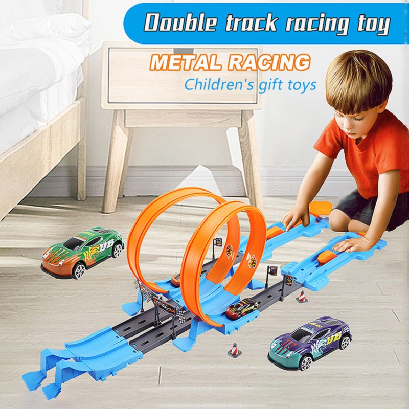 Hot Wheels Car Track Sets - حار حيلة سرعة عجلات سيارة مزدوجة